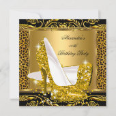 Elegant Glitter Gold Glamor High Hiel Leopard 2 Kaart (Voorkant)