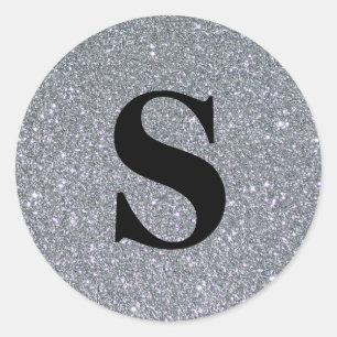 Elegant Glitter Gold Monogram Envelope Seal Ronde Sticker