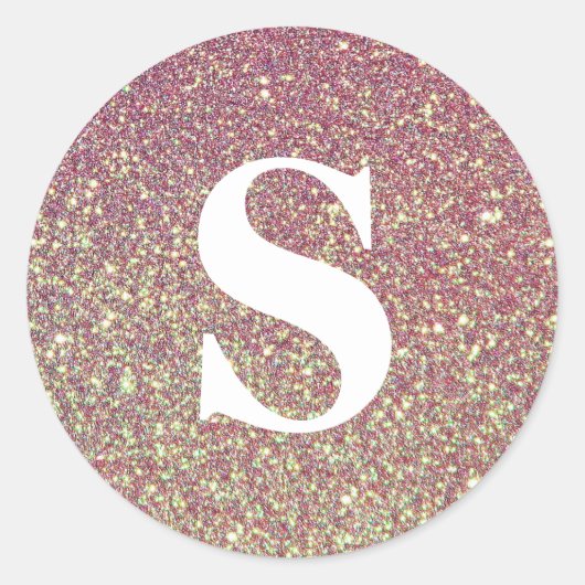 Elegant Glitter Gold Monogram Envelope Seal Ronde Sticker (Voorkant)