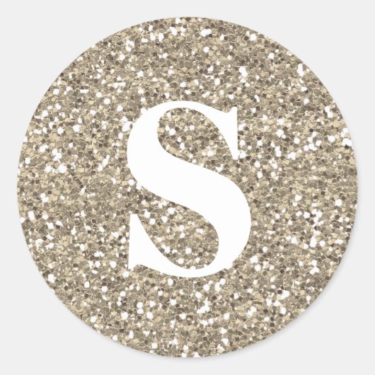 Elegant Glitter Gold Monogram Envelope Seal Ronde Sticker (Voorkant)