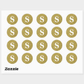 Elegant Glitter Gold Monogram Envelope Seal Ronde Sticker (Vel)