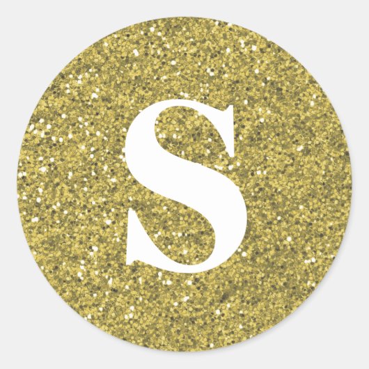 Elegant Glitter Gold Monogram Envelope Seal Ronde Sticker (Voorkant)