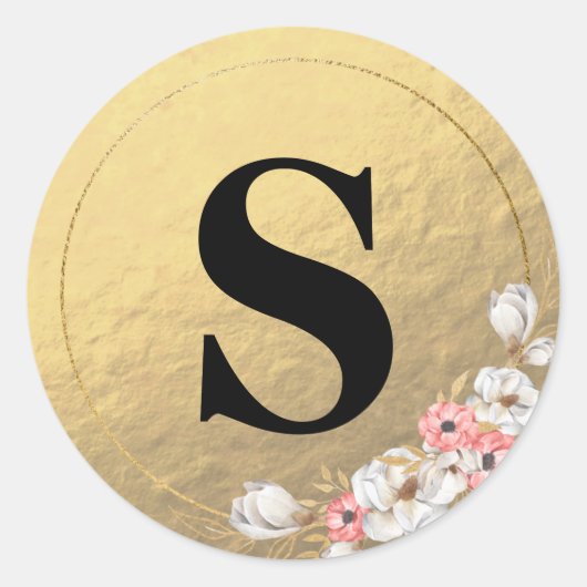 Elegant Glitter Gold Monogram Envelope Seal Ronde Sticker (Voorkant)