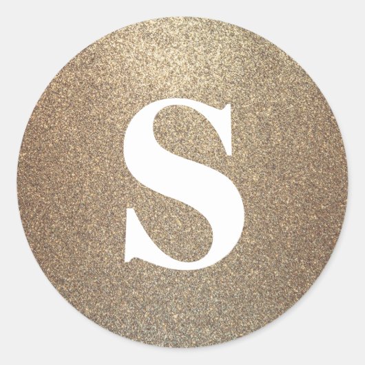 Elegant Glitter Gold Monogram Envelope Seal Ronde Sticker (Voorkant)