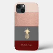 Elegant, Glitter Gold Pineappel, Stripe Case-Mate iPhone Case (Achterkant)