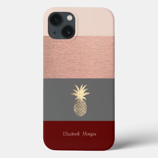 Elegant, Glitter Gold Pineappel, Stripe Case-Mate iPhone Case (Achterkant)