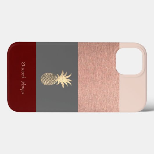 Elegant, Glitter Gold Pineappel, Stripe Case-Mate iPhone Case (Achterkant (horizontaal))