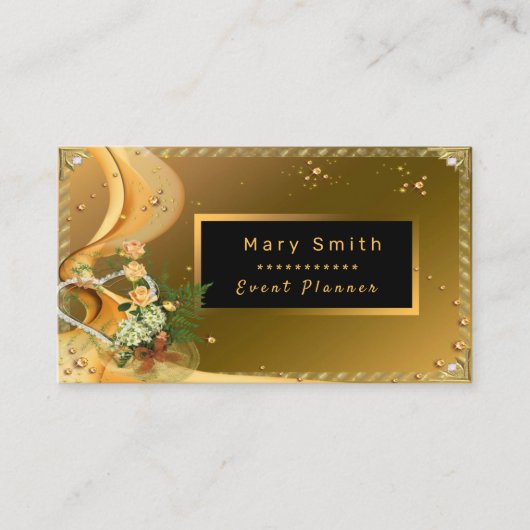 Elegant Glitter Gold Roos Voeg Jouw tekst toe Visitekaartje (Voorkant)