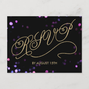 Elegant Glitter Gold Script RSVP-Briefkaart Uitnodiging Briefkaart