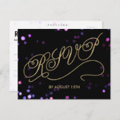 Elegant Glitter Gold Script RSVP-Briefkaart Uitnodiging Briefkaart (Voorkant / Achterkant)