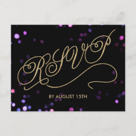 Elegant Glitter Gold Script RSVP-Briefkaart Uitnodiging Briefkaart