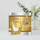 Elegant Glitter Gold Silver Glamor Chandelier Kaart (Staand voorkant)