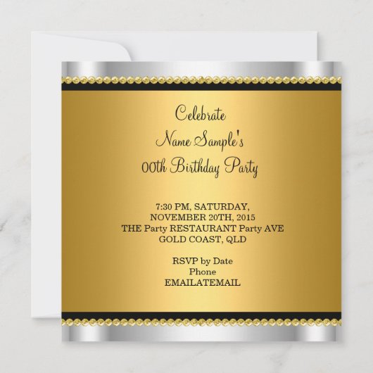 Elegant Glitter Gold Silver Glamor Chandelier Kaart (Achterkant)