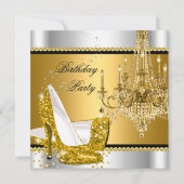 Elegant Glitter Gold Silver Glamor Chandelier Kaart (Voorkant)