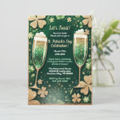 Elegant Glitter Gold St. Patrick's Day Party Kaart (Staand voorkant)
