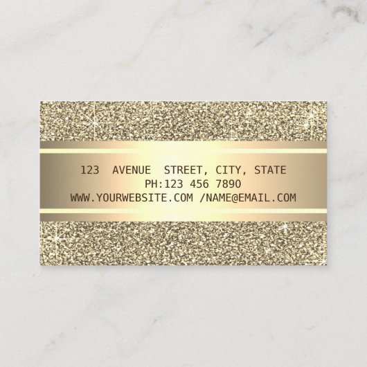 Elegant Glitter, Gold Stripe, Lotus Yoga Girl Visitekaartje (Achterkant)