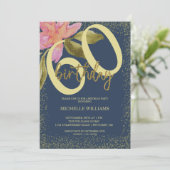 Elegant Glitter Gold Waterverf Floral Chic Invita Kaart (Staand voorkant)