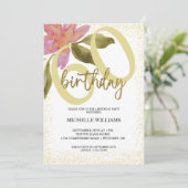 Elegant Glitter Gold Waterverf Floral Chic Kaart (Staand voorkant)