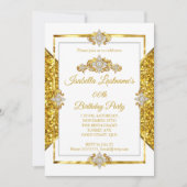 Elegant Glitter Gold White Diamond Birthday Kaart (Voorkant)