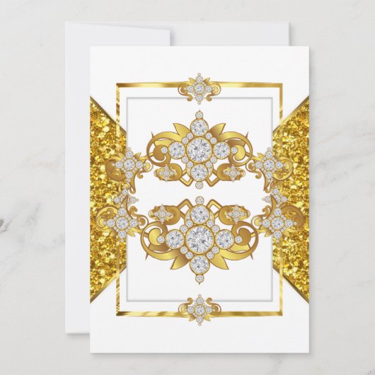Elegant Glitter Gold White Diamond Birthday Kaart (Achterkant)