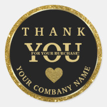Elegant glitter Gold zwart Dank je sticker