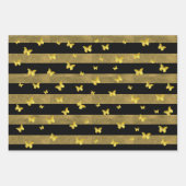 Elegant Glitter Goud Vlinder Patroon Inpakpapier Vel (Voorkant)