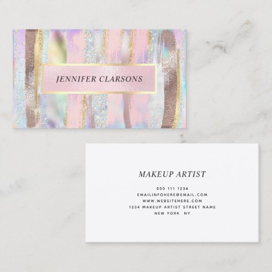 Elegant Glitter Goud Waterverf Brush Girly Modern Visitekaartje (Voorkant / Achterkant)