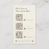 Elegant Glitter Gouden Hart QR Code Dank u Visitekaartje (Achterkant)
