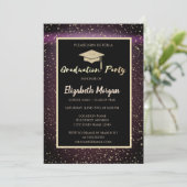 Elegant Glitter Graduation Cap Confetti Burgundy Kaart (Staand voorkant)