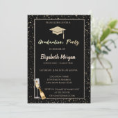 Elegant Glitter Gradup, Confetti, wijn, glas Kaart (Staand voorkant)