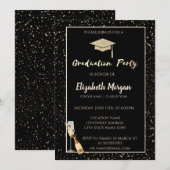 Elegant Glitter Gradup, Confetti, wijn, glas Kaart (Voorkant / Achterkant)