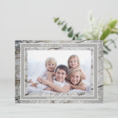 Elegant Glitter Gray Marble Photo Merry Kerstry Feestdagenkaart (Staand voorkant)