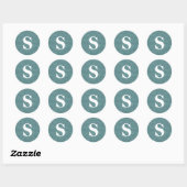 Elegant Glitter Green Monogram Envelope Seal Ronde Sticker (Vel)
