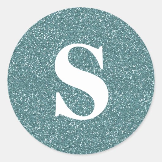 Elegant Glitter Green Monogram Envelope Seal Ronde Sticker (Voorkant)