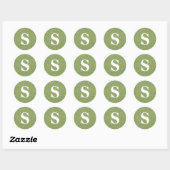 Elegant Glitter Green Monogram Envelope Seal Ronde Sticker (Vel)