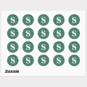 Elegant Glitter Green Monogram Envelope Seal Ronde Sticker (Vel)