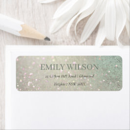 Elegant Glitter Green Pink Aqua Shiny Address Etiket