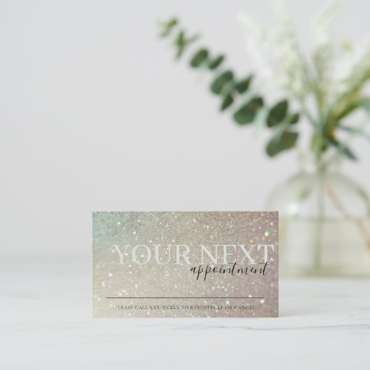 Elegant Glitter Green Pink Aqua Shiny Appointment Visitekaartje (Staand voorkant)