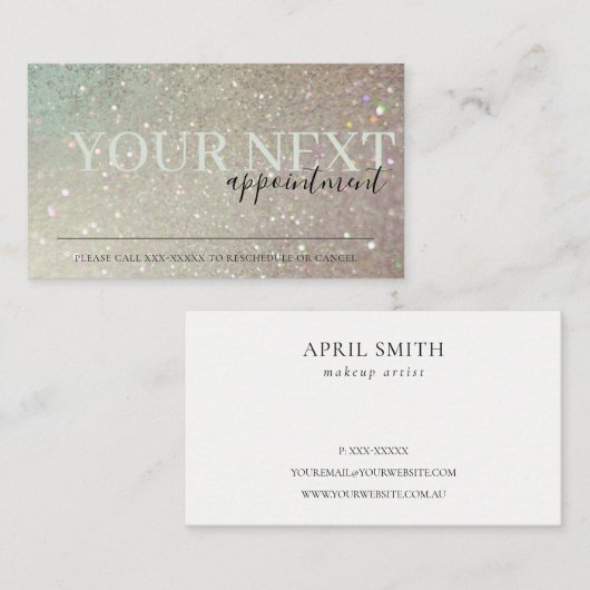 Elegant Glitter Green Pink Aqua Shiny Appointment Visitekaartje (Voorkant / Achterkant)