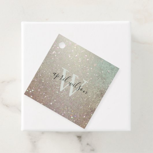 Elegant Glitter Green Pink Aqua Shiny Shimmer Bedankjes Labels (In situ)