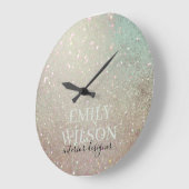 Elegant Glitter Green Pink Aqua Shiny Shimmer Grote Klok (Hoek)