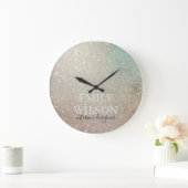 Elegant Glitter Green Pink Aqua Shiny Shimmer Grote Klok (Huis)