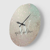 Elegant Glitter Green Pink Aqua Shiny Shimmer Grote Klok (Hoek)