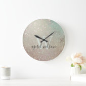 Elegant Glitter Green Pink Aqua Shiny Shimmer Grote Klok (Huis)