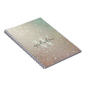 Elegant Glitter Green Pink Aqua Shiny Shimmer Plan Notitieboek (Rechterzijde)