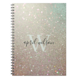 Elegant Glitter Green Pink Aqua Shiny Shimmer Plan Notitieboek