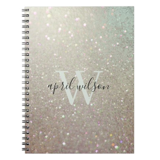 Elegant Glitter Green Pink Aqua Shiny Shimmer Plan Notitieboek (Voorkant)