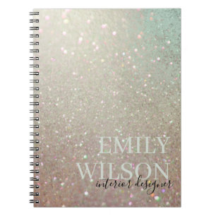 Elegant Glitter Green Pink Aqua Shiny Shimmer Plan Notitieboek