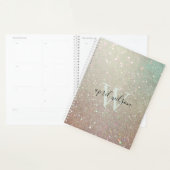 Elegant Glitter Green Pink Aqua Shiny Shimmer Planner