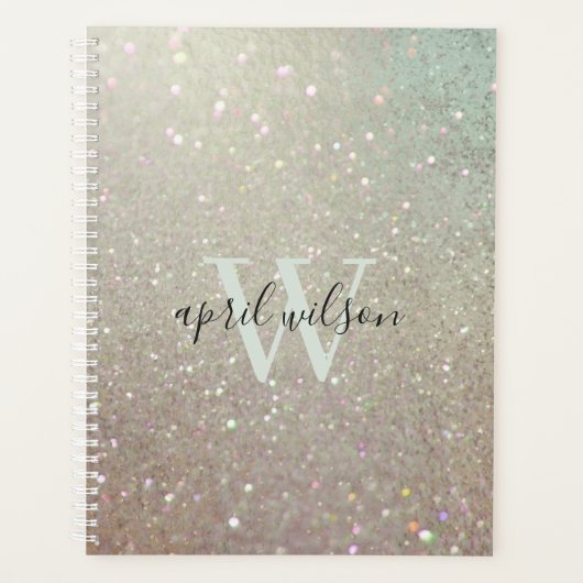 Elegant Glitter Green Pink Aqua Shiny Shimmer Planner